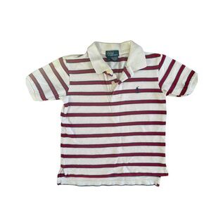 Ralph Lauren Polo Boys Size 6  Striped Polo Shirt - White, Red, Blue